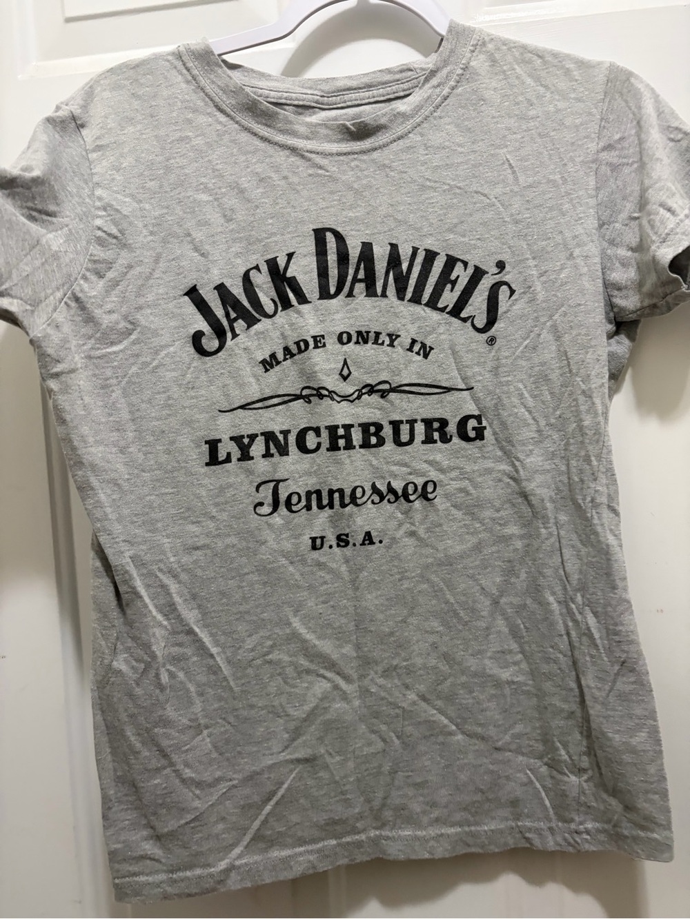 Jack Daniels Gray and Black Logo Short Sleeve Tee